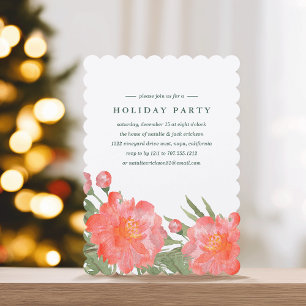 Winter Peony Holiday Party Invitation