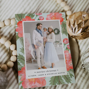 Winter Peony   Holiday Photo Card