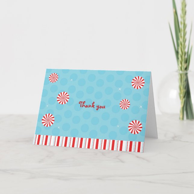 Winter Peppermint Candy Thank You Note Cards (Front)