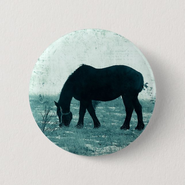 Winter Percheron 6 Cm Round Badge (Front)