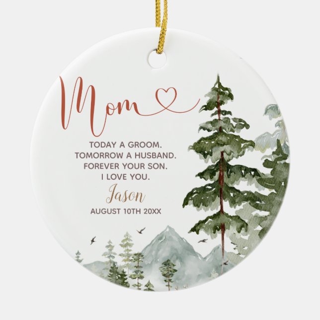 Winter Personalised Bridal Groomsman Bridesmaid Ceramic Tree Decoration (Front)