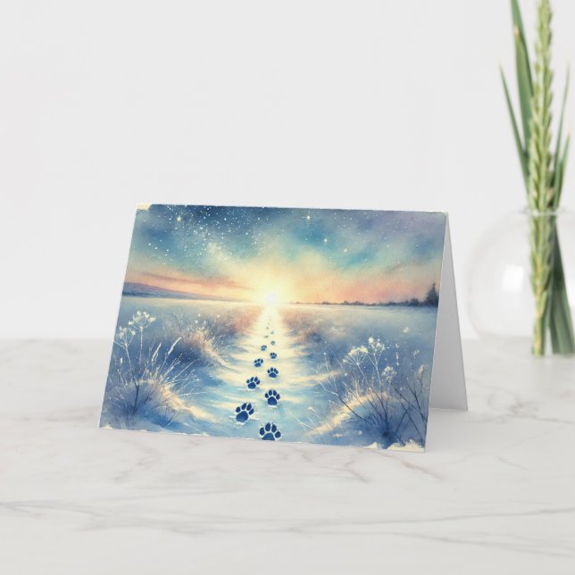 Winter Pet Sympathy Watercolor Card (Front)