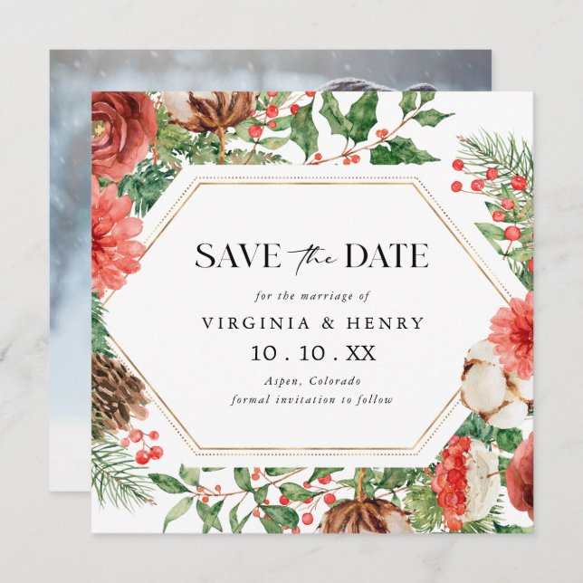 Winter Photo Save The Date (Front/Back)