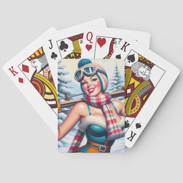 Winter Pin-up Girl Playing Cards (Back)
