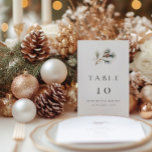 Winter Pine Branch & Cone Wedding Table Number<br><div class="desc">Rustic winter wedding table number cards featuring a watercolor illustration of a pine tree branch with green pine leaves and a pine cone. Add table number and personalise with your details in dark grey.</div>