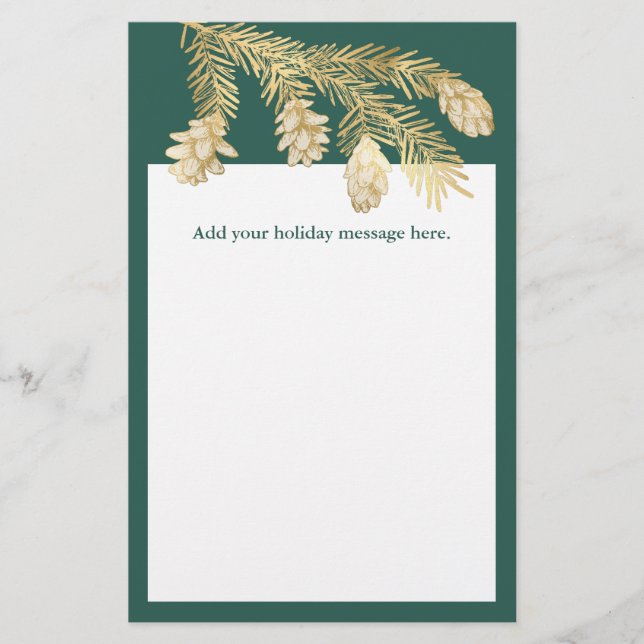 Winter Pine Christmas Stationery (Front)