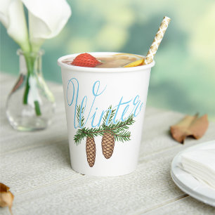 Winter Pine Cones Paper Cups