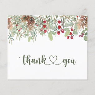Winter Pine Cones Thank You card