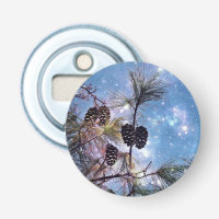 Winter Pine Cones under a starry night sky