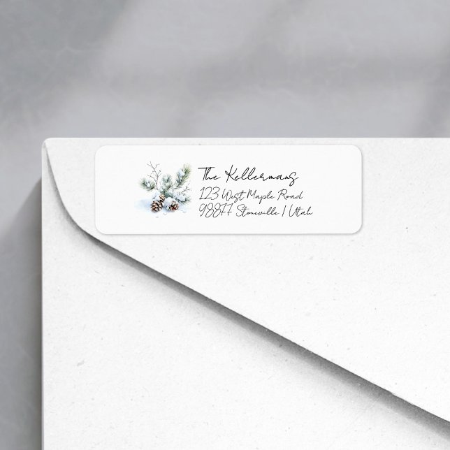 winter pine cones watercolor script address (Creator Uploaded)