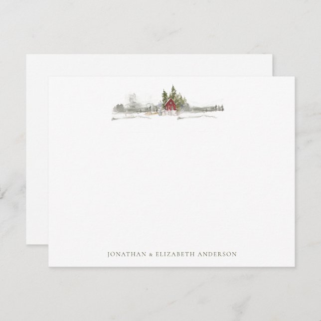 Winter Pine Forest Minimalist Note Card (Front/Back)