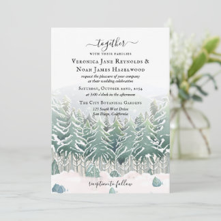 Winter Pine Forest Snow Mountains Invitation