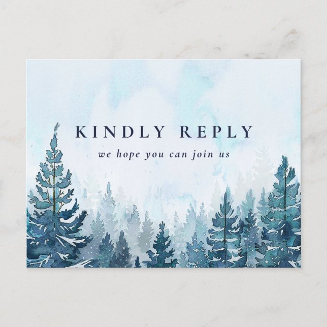 Winter Pine Forest Song Request RSVP Postcard (Front)