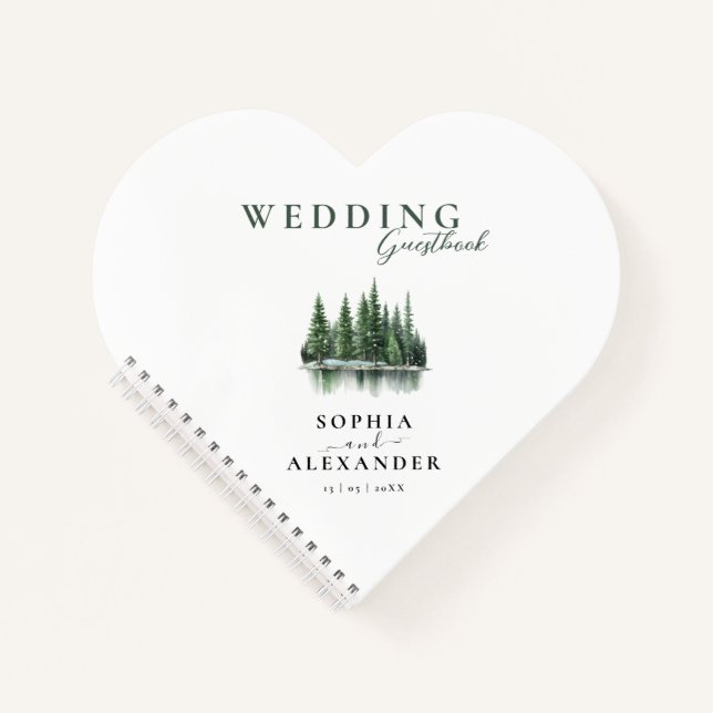 Winter Pine Forest Wedding Guestbook Notebook (Front)