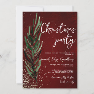 Winter Pine & Gold festive Office Christmas Party Invitation