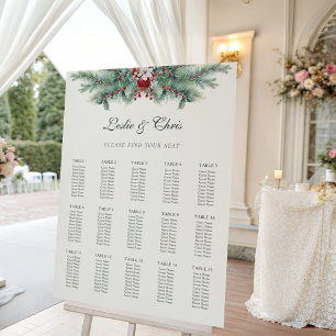 Winter Pine Greenery Wedding Seating Chart