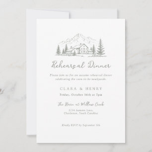 Winter Pine Lodge Rehearsal Dinner Invitation