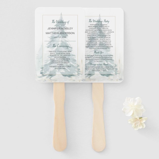 Winter Pine Romance Program Fans (Front and Back)