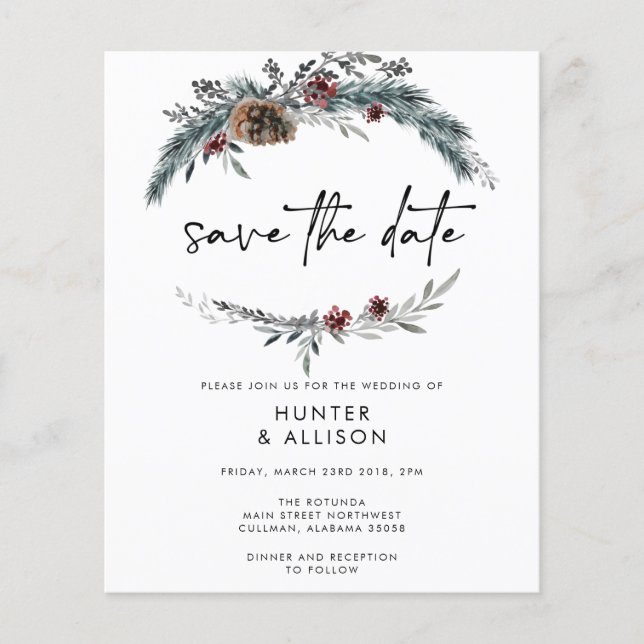 Winter Pine Save the Date (Front)