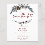Winter Pine Save the Date<br><div class="desc">This wedding invitation features a handwritten font and modern minimalist design. Easily change the colours and edit *most* wording to meet the needs of your occasion. This invite is perfect for your contemporary,  industrial,  or bohemian wedding celebration.</div>