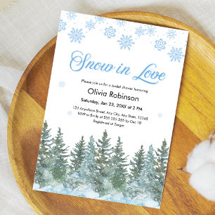Winter Pine Snow in Love Snowflakes Bridal Shower Invitation