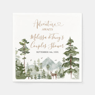 Winter Pine Tree Adventure Awaits Couple Shower Napkin