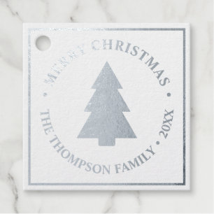 Winter Pine Tree Christmas Photo Favour Tags