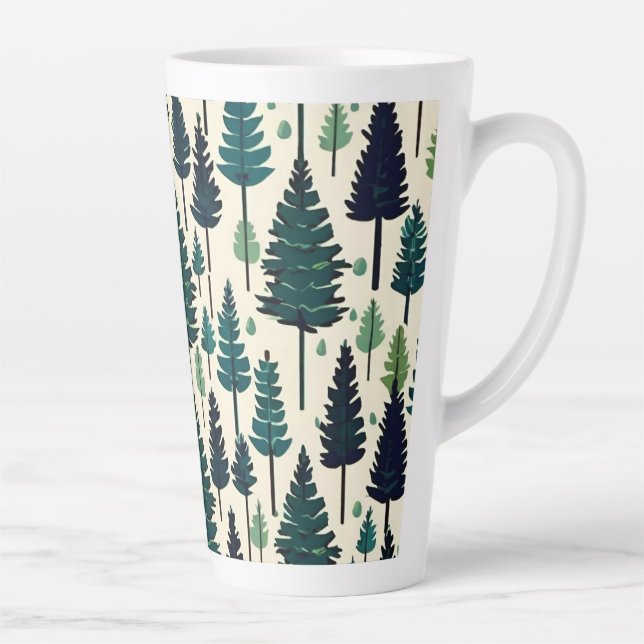 Winter Pine Tree design Christmas snow #4 Latte Mug (Right)