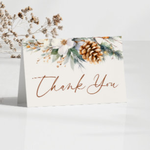 Winter Pine Tree Floral Bridal Shower Thank You Card
