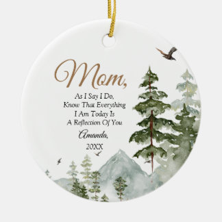 Winter Pine Tree Floral Mother of the Bride Ceramic Tree Decoration