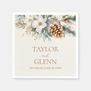 Winter Pine Tree Flower Floral Garden Wedding Napkin