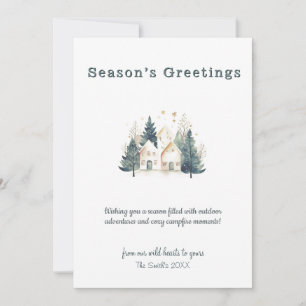 Winter Pine Tree Forest Christmas Holiday Black Card
