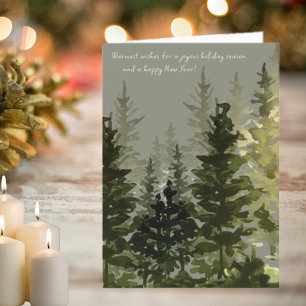 Winter Pine Tree Forest Christmas Holiday Card