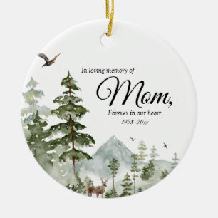 Winter Pine Tree Forest In Loving Memory of Mum Ceramic Tree Decoration