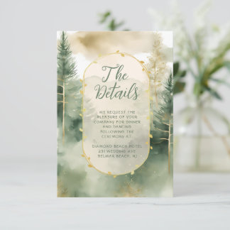 Winter Pine Tree Forest Rustic Wedding Details Enclosure Card