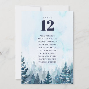 Winter Pine Tree Forest Table Number Seating Chart