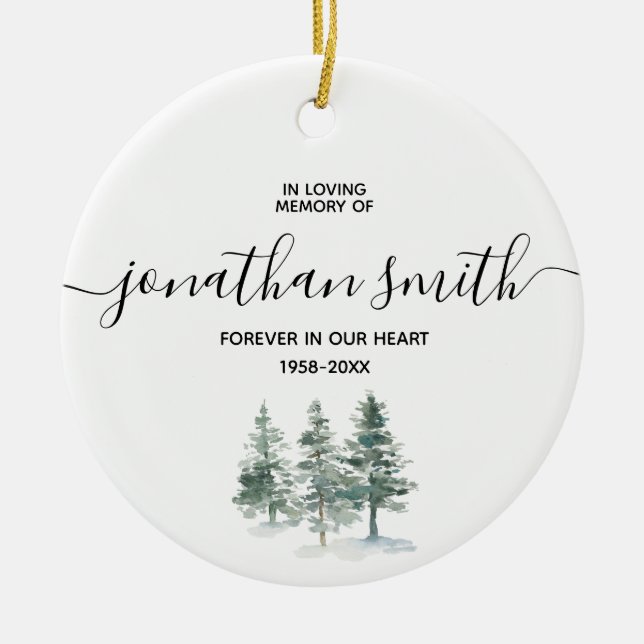 Winter Pine Tree In Loving Memory of Ceramic Tree Decoration (Front)