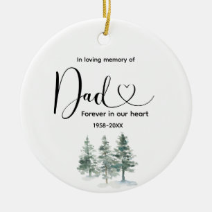 Winter Pine Tree In Loving Memory of Dad Ceramic Tree Decoration
