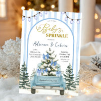 Winter Pine Trees Coquette Bow Blue Baby Sprinkle