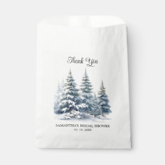 Winter pine trees forest Snow in Love Thank You Favour Bags