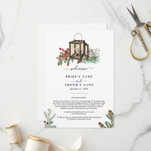 Winter Pine Trees Lantern Wedding  Itinerary Programme