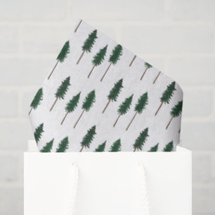 Winter Pine Trees Minimalist Retro Forest Pattern Tissue Paper