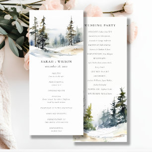 Winter Pine Trees Snow Landscape Wedding Progrom Invitation