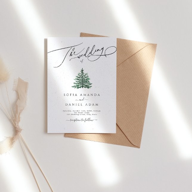 Winter Pine Trees Snow Wedding Invitation (Creator Uploaded)
