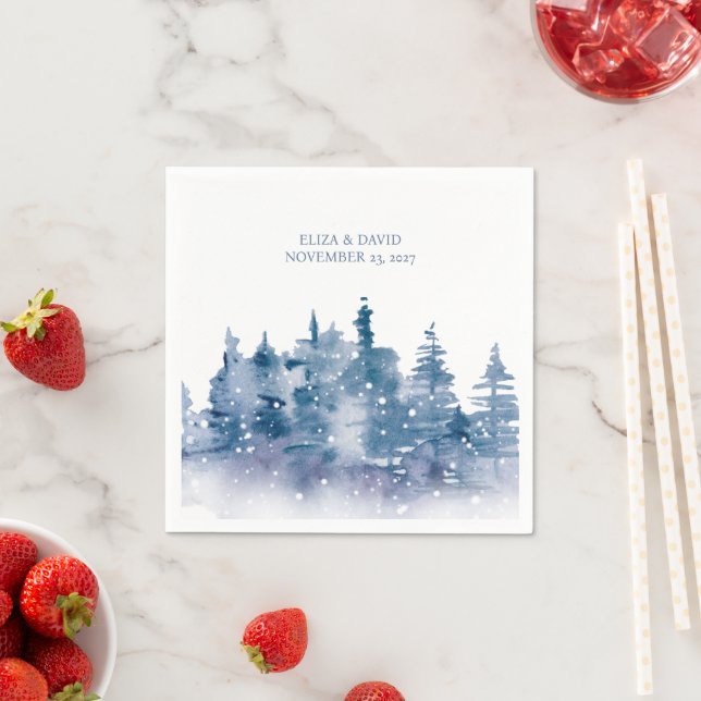 Winter Pine Trees Watercolor  Napkins (Insitu)
