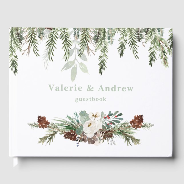 Winter Pine Wedding Guestbook (Front)