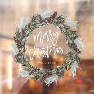 Winter Pine Wreath Merry Christmas Holiday