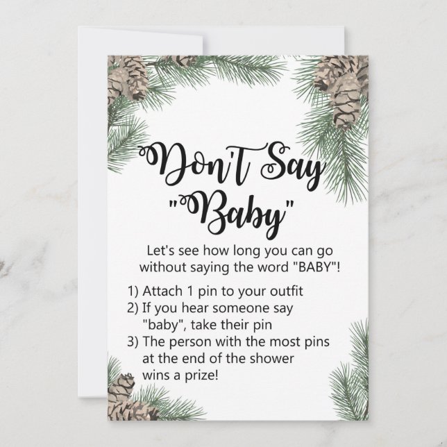 Winter Pinecone Baby Shower Sign Size 5x7" Invitation (Front)