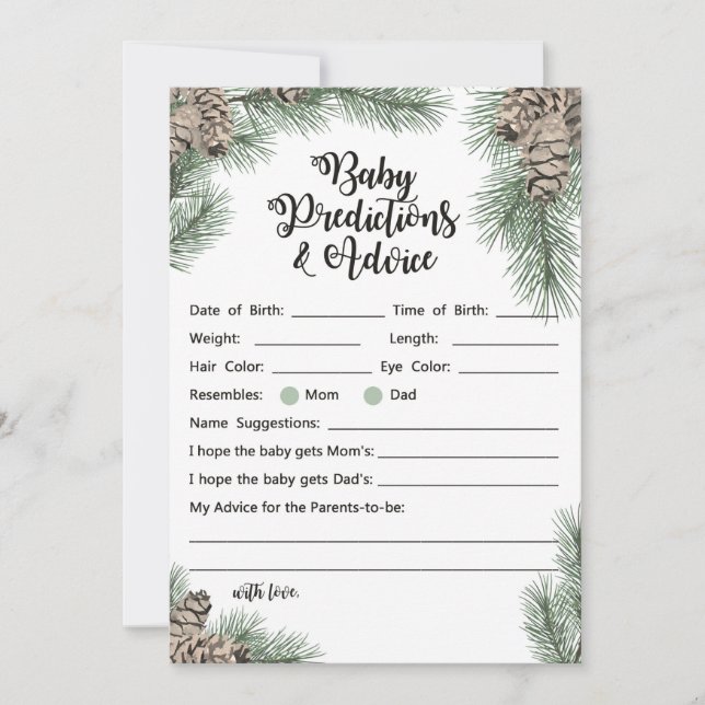 Winter Pinecone Baby Shower Sign Size 5x7" Invitation (Front)
