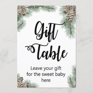 Winter Pinecone Baby Shower Sign Size 5x7" Invitation